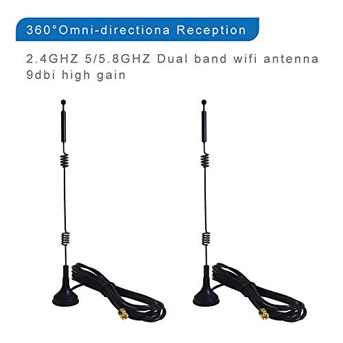 eifagur Dual Band Long Range WiFi Antenna (2-Pack), Eifagur 9dbi 2.4GHZ 5GHZ 5.8GHZ RP-SMA Connector with Magnetic Base for IP Camera WiFi Router Computer Network Devices Wireless Range Extender - Image 4