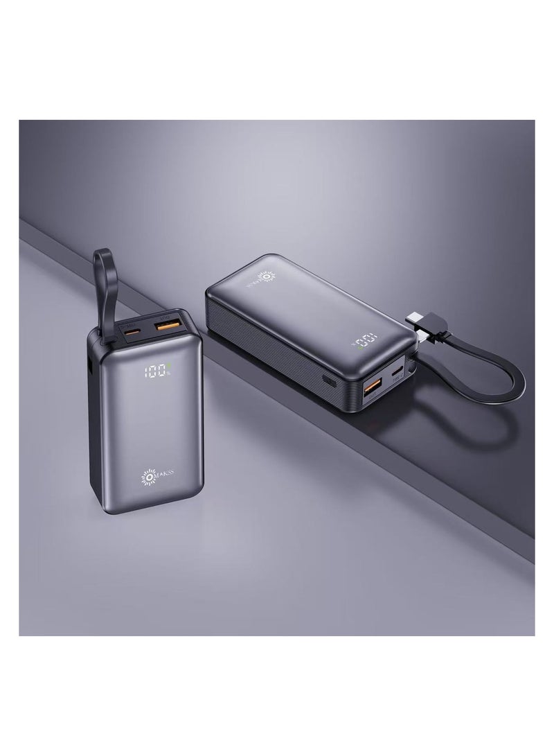 أوماكس باور بانك أوماكس، سعة ١٠٠٠٠ مللي أمبير/ساعة، شاحن محمول مع كابل شحن سريع ٢٢.٥ واط، وحامل، ومنفذ USB-C، متوافق مع هواتف آيفون ١٦/١٦ بلس/١٦ برو/١٦ برو ماكس، وآيفون ١٥/١٤/١٣، وسامسونج S٢٥/S٢٤/S٢٣/S٢٢ وغيرها. تصميم صغير ونحيف لشحن سريع أثناء التنقل. شاشة عرض جذابة وسهلة الحمل - أسود - Image 1