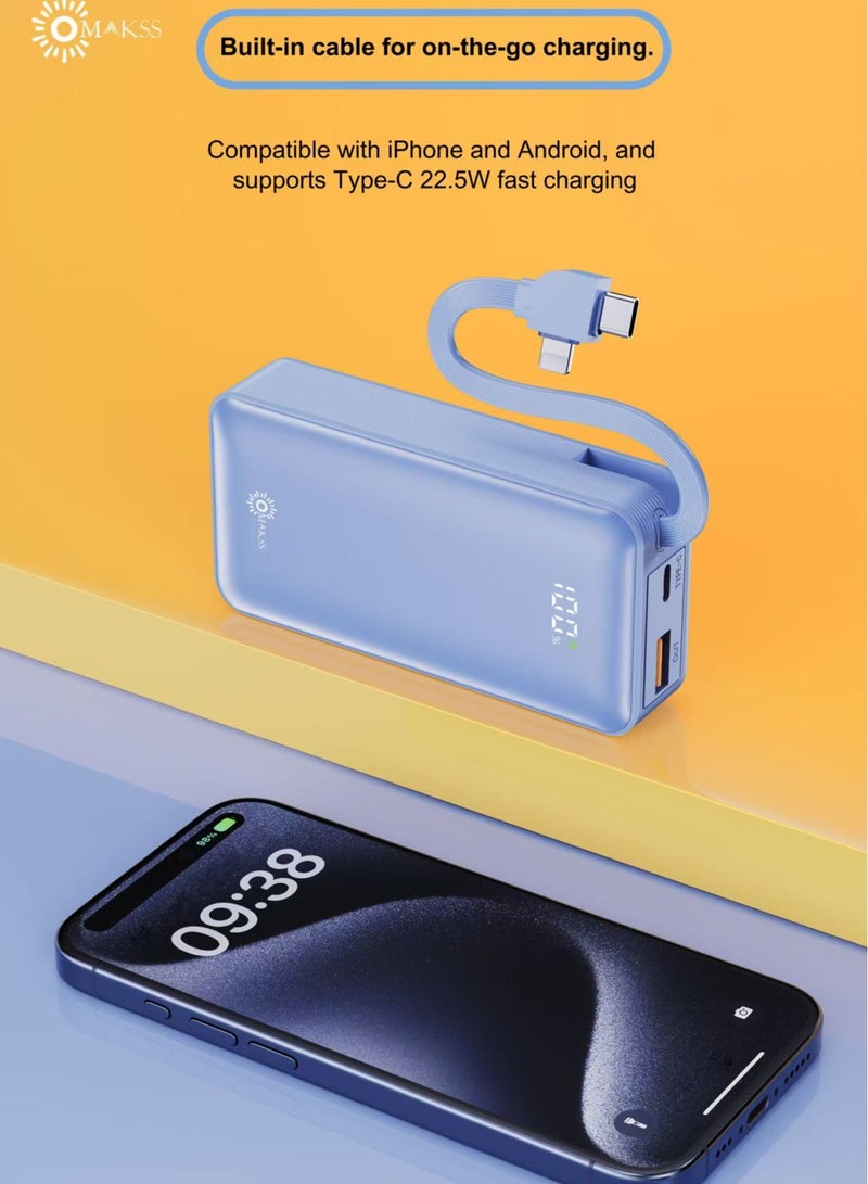 أوماكس باور بانك أوماكس، سعة ١٠٠٠٠ مللي أمبير/ساعة، شاحن محمول مع كابل شحن سريع ٢٢.٥ واط، وحامل، ومنفذ USB-C، متوافق مع هواتف آيفون ١٦/١٦ بلس/١٦ برو/١٦ برو ماكس، وآيفون ١٥/١٤/١٣، وسامسونج S٢٥/S٢٤/S٢٣/S٢٢ وغيرها. تصميم صغير ونحيف لشحن سريع أثناء التنقل. شاشة عرض جذابة وسهلة الحمل - أسود - Image 2