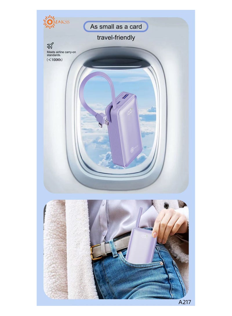 أوماكس باور بانك أوماكس، سعة ١٠٠٠٠ مللي أمبير/ساعة، شاحن محمول مع كابل شحن سريع ٢٢.٥ واط، وحامل، ومنفذ USB-C، متوافق مع هواتف آيفون ١٦/١٦ بلس/١٦ برو/١٦ برو ماكس، وآيفون ١٥/١٤/١٣، وسامسونج S٢٥/S٢٤/S٢٣/S٢٢ وغيرها. تصميم صغير ونحيف لشحن سريع أثناء التنقل. شاشة عرض جذابة وسهلة الحمل - أسود - Image 3