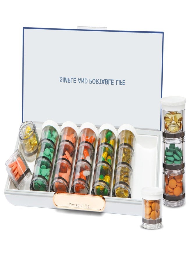 Toplive 3 Times a Day Pill Organizer 7 Day, Large Daily Pill Organizer, Weekly Medicine Vitamin Organizer Box, Fish Oil Supplement Storage Organizer, Separable Travel Pill Container, White - Image 1