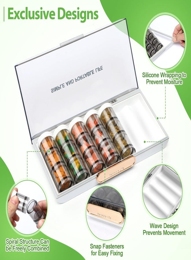 Toplive 3 Times a Day Pill Organizer 7 Day, Large Daily Pill Organizer, Weekly Medicine Vitamin Organizer Box, Fish Oil Supplement Storage Organizer, Separable Travel Pill Container, White - Image 2