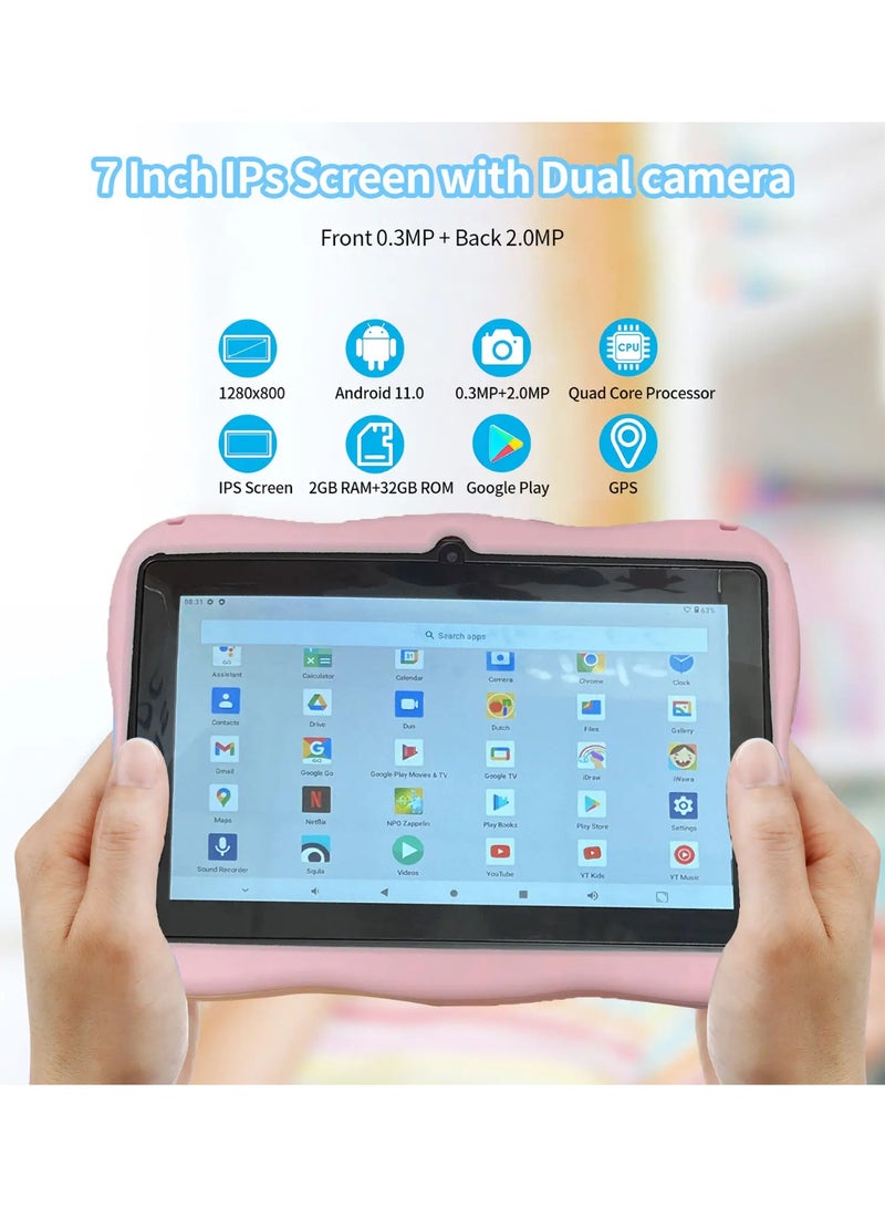 Kannzz 7-Inch Kids Learning Tablet – Anti-Fall Android Tablet PC with Cartoon Design, IPS Screen, Dual Camera, Wi-Fi, and Parental Control - Image 4