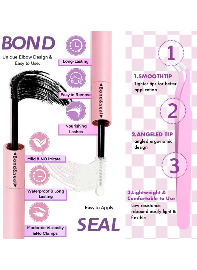 Joyeworld - False eyelashes 30D and 40D combined, light and natural volume, with waterproof eyelash adhesive and sealant and eyelash curler, DIY eyelash extensions set - Image 1