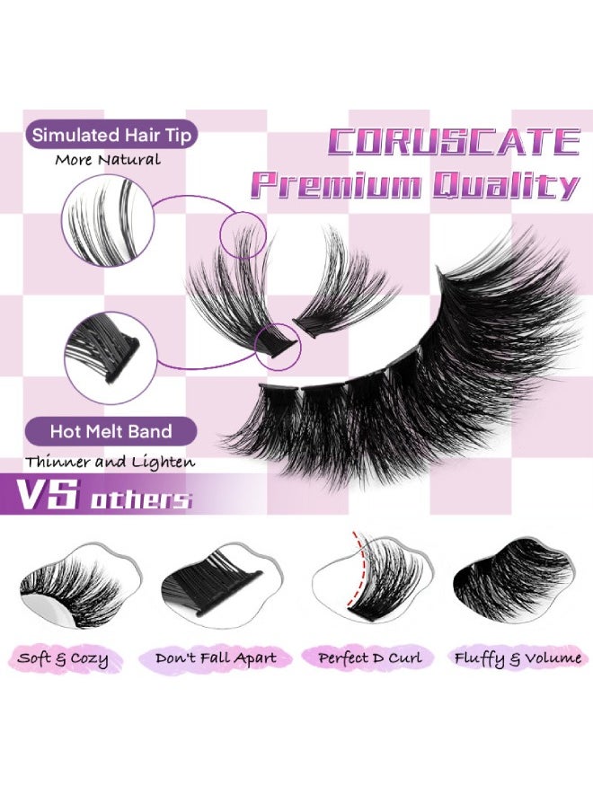 Joyeworld - False eyelashes 30D and 40D combined, light and natural volume, with waterproof eyelash adhesive and sealant and eyelash curler, DIY eyelash extensions set - Image 1