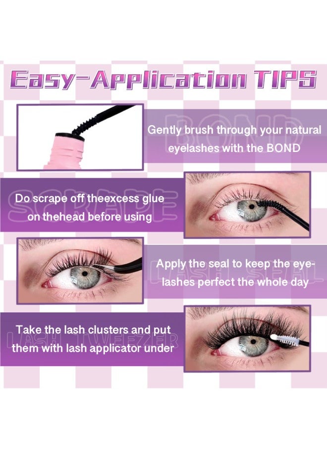 Joyeworld - False eyelashes 30D and 40D combined, light and natural volume, with waterproof eyelash adhesive and sealant and eyelash curler, DIY eyelash extensions set - Image 1