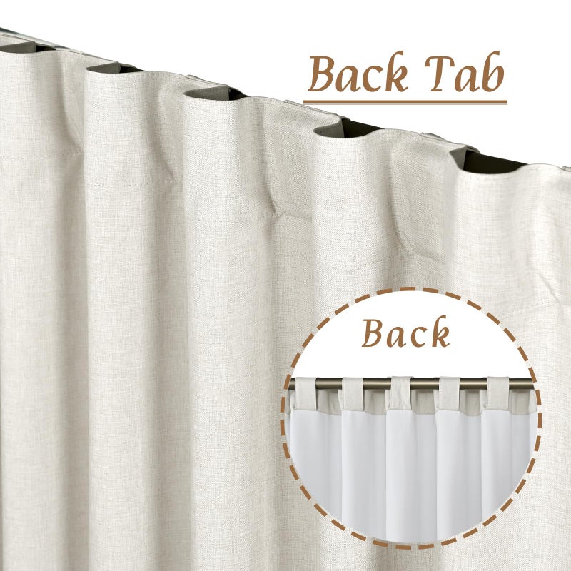 LAMIT Natural 100% Blackout Linen Curtains, 45 Inches Linen Textured Thermal Bedroom Curtains Back Tab and Rod Pocket Neutral Panels with White Liner for Farmhouse, 2 Panels, 38 x 45 Inch, Ivory - Image 5