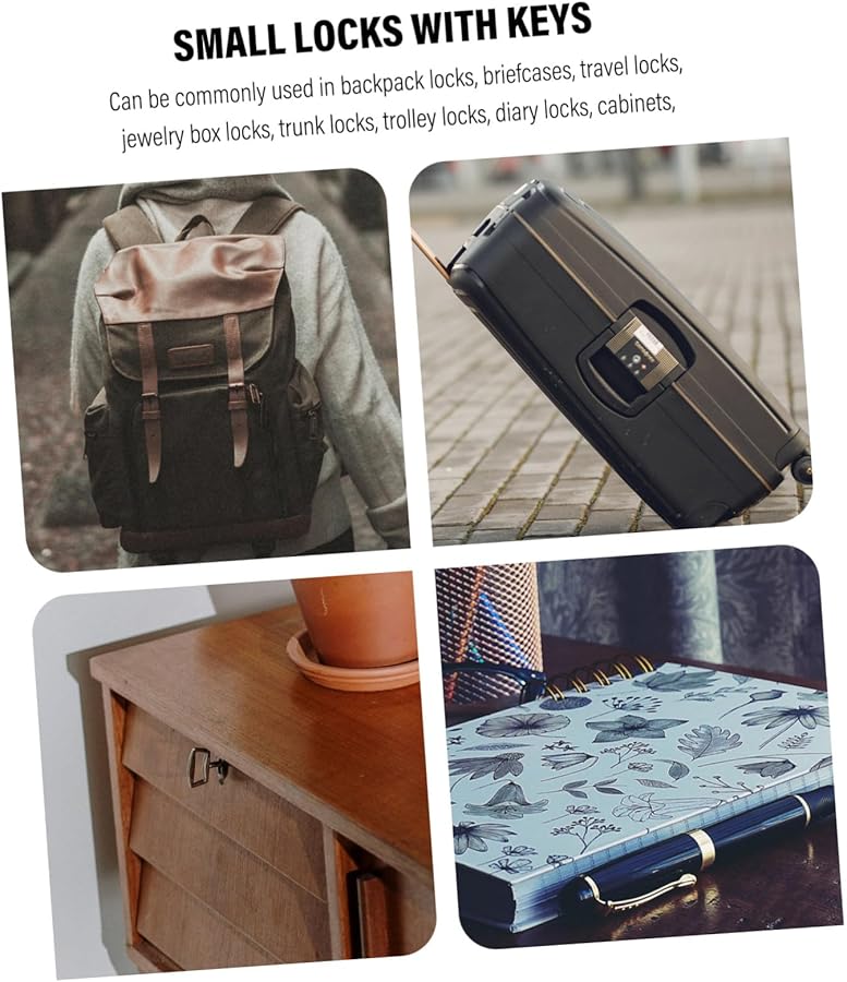 2Pcs Mini Brass Padlocks with Keys for Diary Locker Cabinet Suitcase Travel Storage - Image 4