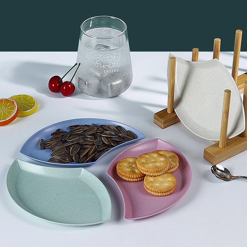 DORMICO Mini Sauce Seasoning Dish Plates, Small Wheat Straw Petal-Shaped Plates for Snacks, Reusable Dipping Sauce Bowls for BBQ, Party & Home Use. (Nordic Rice, Pack of 4) - Image 2