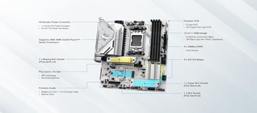 ASRock لوحة أم ASRock B850M Steel Legend WiFi Micro-ATX AM5: Ryzen 9000/8000/7000، DDR5 8000+ OC، PCIe 5.0 x16، WiFi 7، 3X M.2 (1x Gen5)، USB 3.2 Gen2 Type-C، BIOS Flashback - Image 5