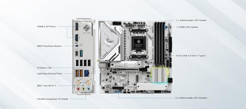 ASRock لوحة أم ASRock B850M Steel Legend WiFi Micro-ATX AM5: Ryzen 9000/8000/7000، DDR5 8000+ OC، PCIe 5.0 x16، WiFi 7، 3X M.2 (1x Gen5)، USB 3.2 Gen2 Type-C، BIOS Flashback - Image 3