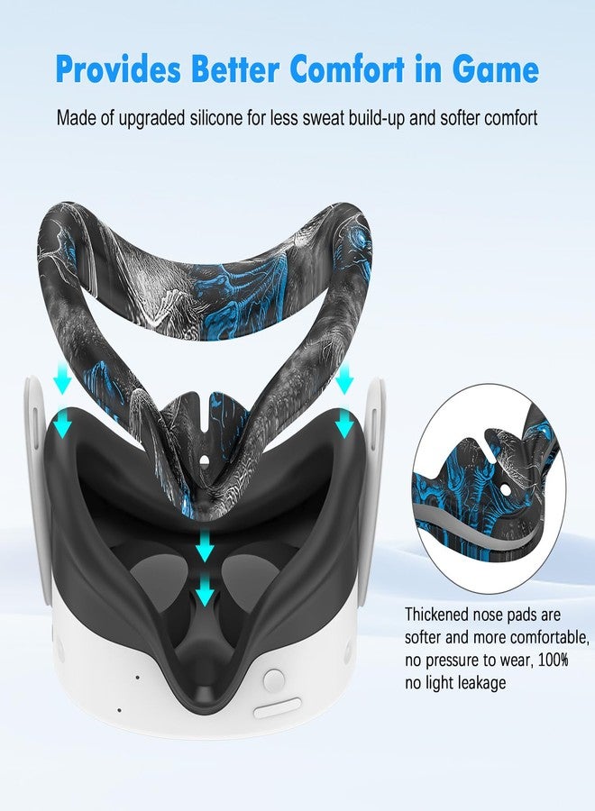 Rechale Silicone Cover Set Compatible with Oculus/Meta Quest 3S, VR Accessories for Meta Quest 3S, Protective Cover Set Includes Controller Grip Cover, Face Cover, VR Shell Cover (Phantom) - Image 5