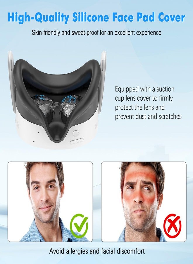 Rechale Silicone Cover Set Compatible with Oculus/Meta Quest 3S, VR Accessories for Meta Quest 3S, Protective Cover Set Includes Controller Grip Cover, Face Cover, VR Shell Cover (Phantom) - Image 4