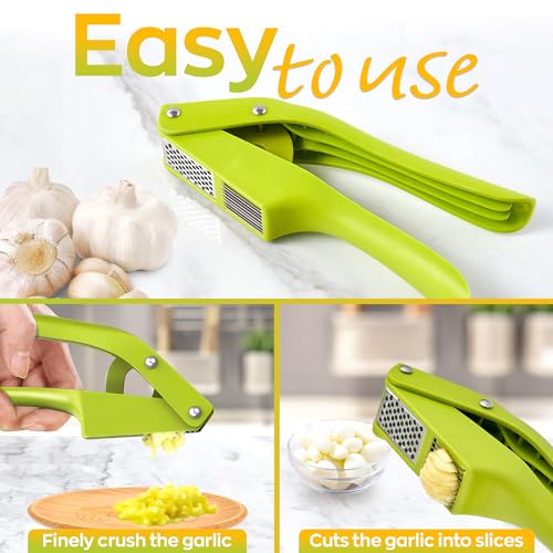 Reluen 2 in 1 Garlic Slicer and Mincer - Multipurpose Garlic Press and Slicer, Stainless Steel and Durable Plastic, 7.6 x 1.7 x 2.5" Convenient Size, Easy to Use and Clean, Good for Home & Commercial Use - Image 5