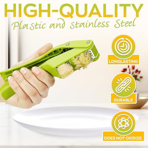 Reluen 2 in 1 Garlic Slicer and Mincer - Multipurpose Garlic Press and Slicer, Stainless Steel and Durable Plastic, 7.6 x 1.7 x 2.5" Convenient Size, Easy to Use and Clean, Good for Home & Commercial Use - Image 3