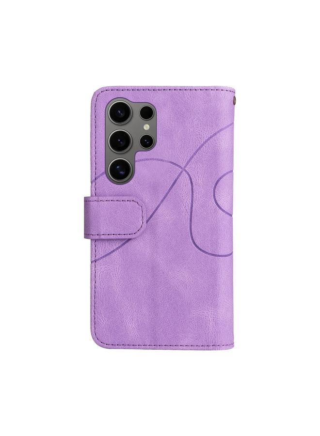 اس-توب جراب لهاتف Samsung Galaxy S25 Ultra 5G ثنائي اللون مزود بـ 9 فتحات للبطاقات ومحفظة جلدية بسحاب - Image 3