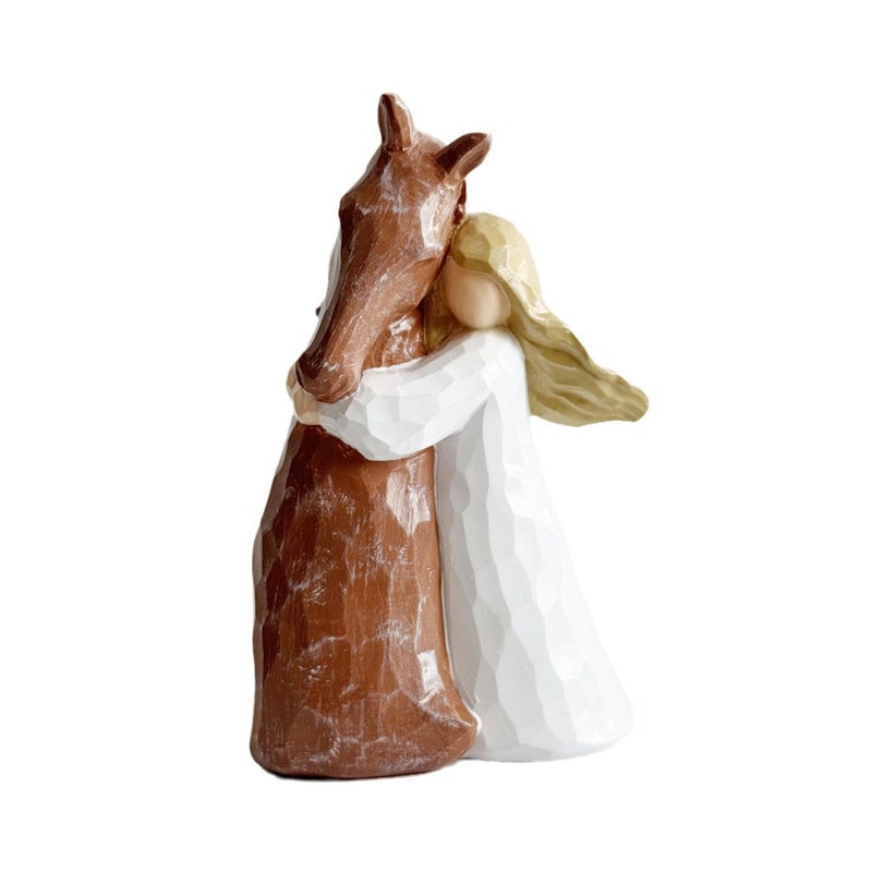 Resin Figure Girl Holding Horse Angel Ornament Home Decoration Desk Decor Craft - Image 5