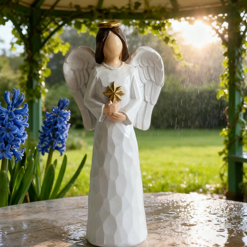 Resin Figure Girl Holding Horse Angel Ornament Home Decoration Desk Decor Craft - Image 2