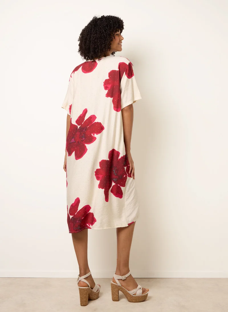 Blue Vanilla Floral Print Diamante Detailed Dress