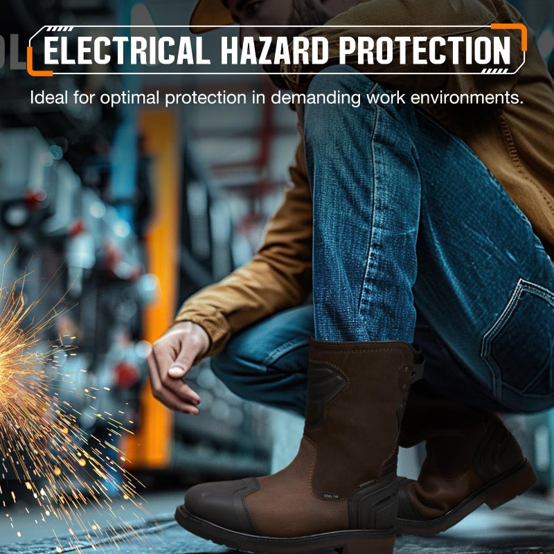 NINGO Steel Toe Work Boots for Men, Waterproof Safety Boots with All-Around Protection, Mens Square Toe Construction Boots with Slip Resistant & EH Protection, for Industrial Motorcycle - Image 5
