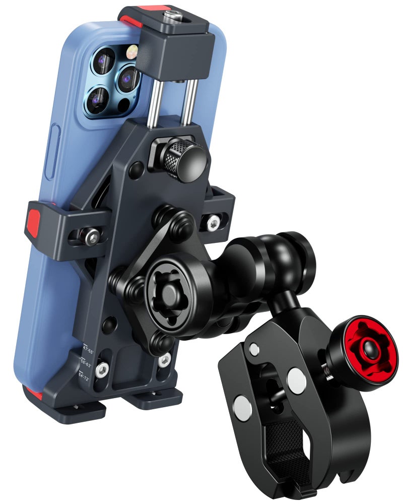 BRCOVAN Aluminum Alloy Motorcycle Phone Holder with Vibration Dampener HighSpeed Secure Lock Metal AntiTheft Adjustable Motorcycle Cellphone Mount for Bike Scooter ATV UTV Fit 4772 Phones