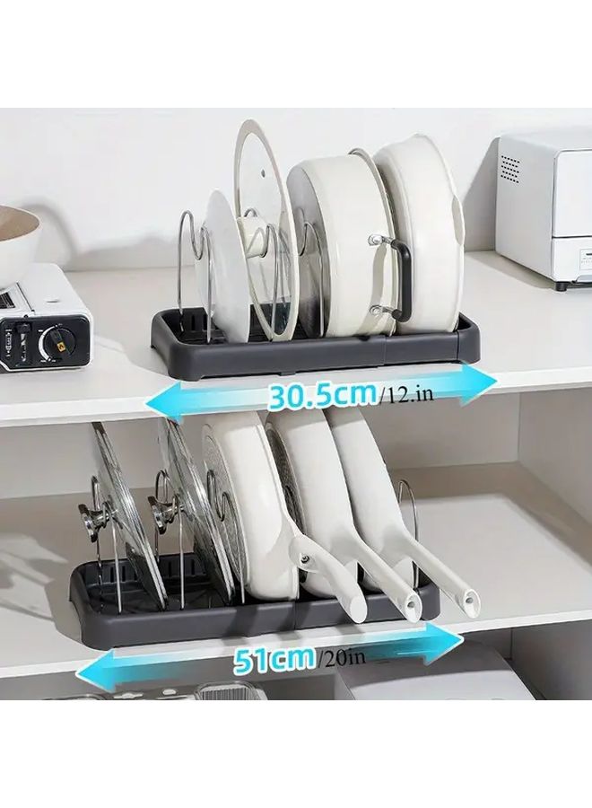 Retractable Pot Lid Rack Adjustable Kitchen Organizer For Dishes And Spices - Image 1