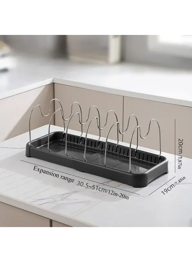 Retractable Pot Lid Rack Adjustable Kitchen Organizer For Dishes And Spices - Image 3