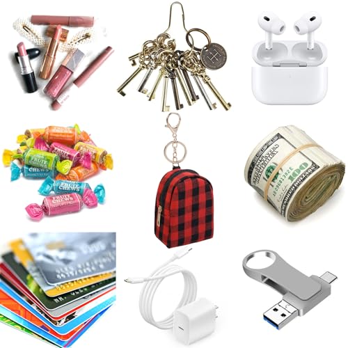 AIBFRID 4Pcs Mini Backpack Keychain,Cute Cosmetic Bag for Women,PU Leather Makeup Bag Key Pocket Lipstick Bag Card Holder Data Cable Organizer Zipper Pouch (Christmas Series) - Image 2