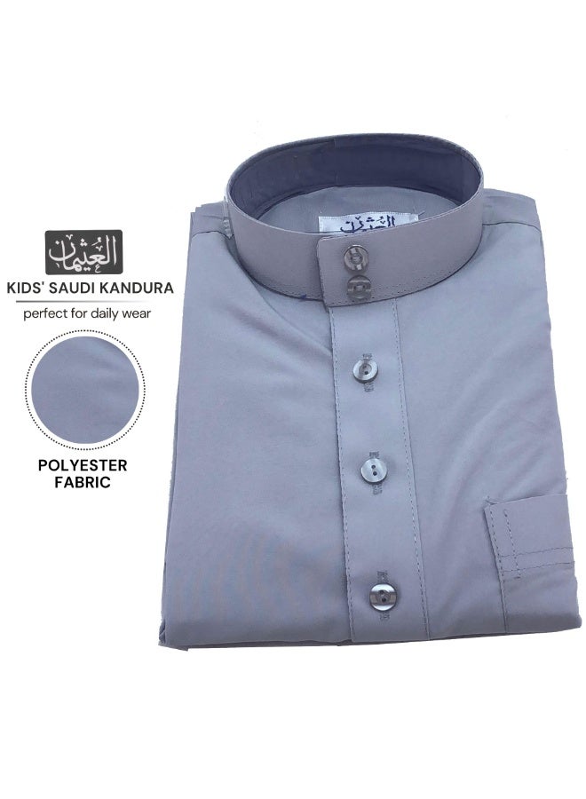 العثيمان الثوب العربي التقليدي للأولاد – كندورة سعودية / جوبا / ثوب طويل الأكمام للأطفال  - Image 3
