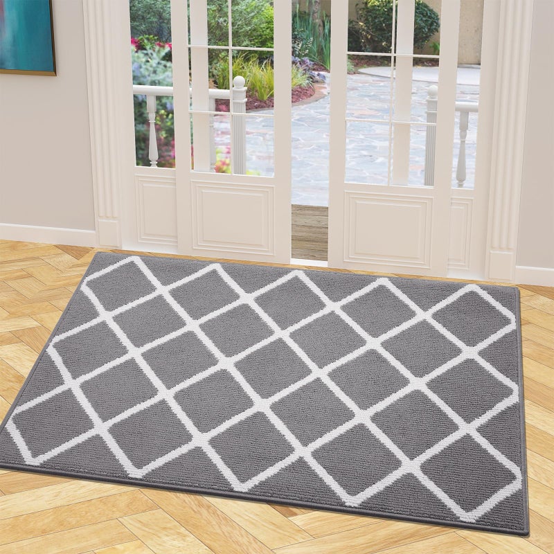 Finchitty Indoor Door Mat Dirt Resistant and Absorbent LowProfile NonSlip Washable Inside Floor Mats for Front Door Back and Entrance 40 x 32 Grey