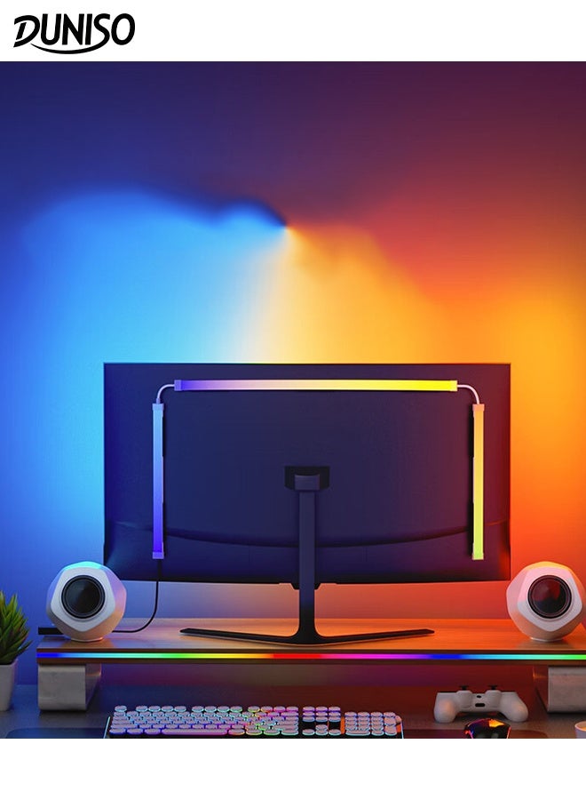 DUNISO شريط إضاءة LED خلفي 24 بوصة مع ألوان متغيرة ذكية تتزامن مع لون الشاشة أو الموسيقى RGB للكمبيوتر يحدد تلقائيًا الشاشات المتزامنة شريط إضاءة LED للألعاب وإضاءة الشاشة - Image 1