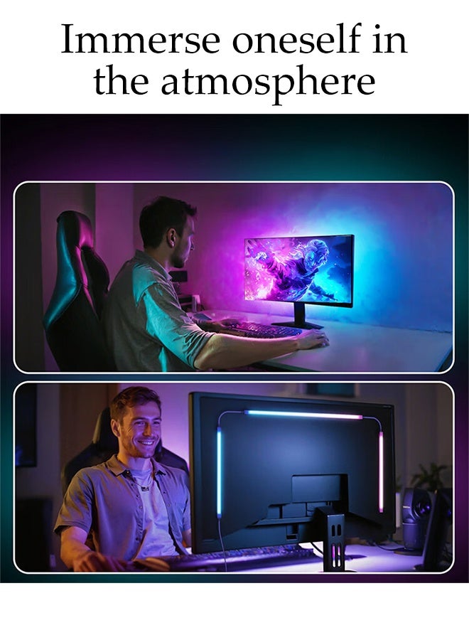 DUNISO شريط إضاءة LED خلفي 24 بوصة مع ألوان متغيرة ذكية تتزامن مع لون الشاشة أو الموسيقى RGB للكمبيوتر يحدد تلقائيًا الشاشات المتزامنة شريط إضاءة LED للألعاب وإضاءة الشاشة - Image 3