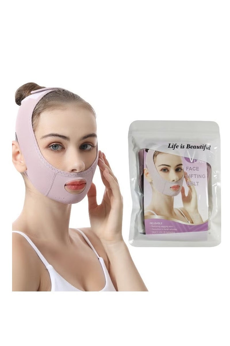 Double Chin Reducer,V Line Mask Face Lifting Strap,Face Lift Chin Strap Sculpting Tool,Reusable Face Shaper and Lifting Belt,Chin Up Eliminator,Exclusive Formula For Efficient Improvement(Purple) - Image 1