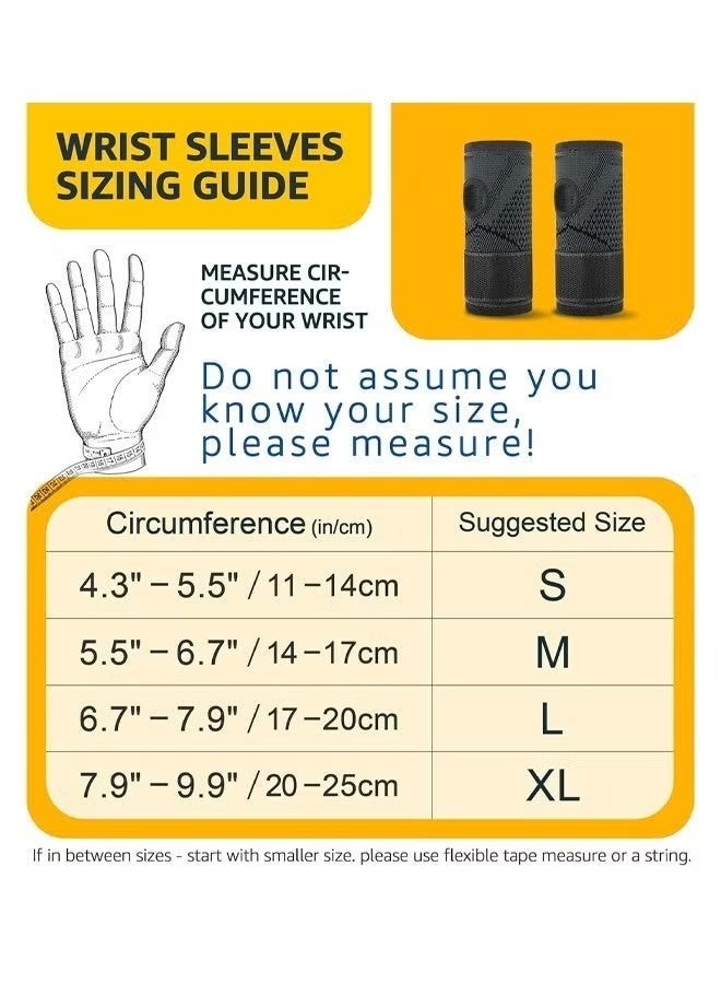 عبوة من قطعتين من أربطة المعصم، أكمام ضغط لليد مع أحزمة معصم قابلة للتعديل، دعم للياقة البدنية، رفع الأثقال، ركوب الدراجات الجبلية، التهاب الأوتار، متلازمة النفق الرسغي، تخفيف آلام التهاب المفاصل (أسود، كبير) - Image 4