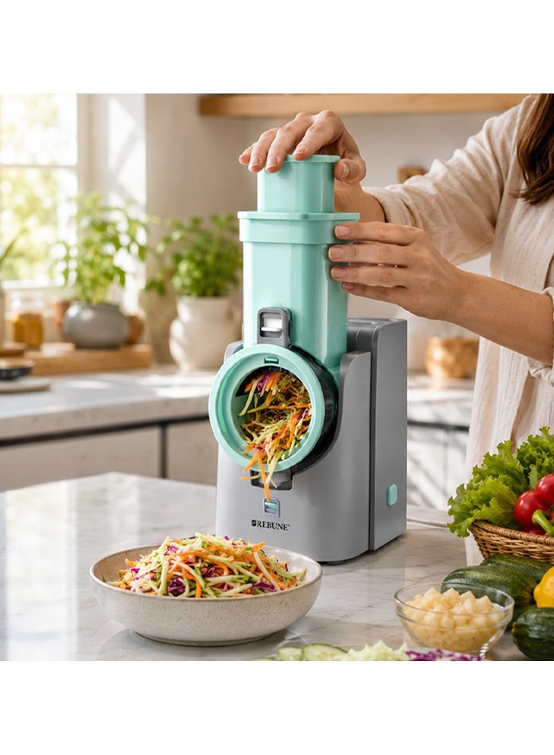 Rebune 7-in-1 Electric Vegetable Slicer & Grater | Faster Preparation for Salads and Everyday Ingredients 200 W RE-2-208 أخضر نعناعي - Image 4
