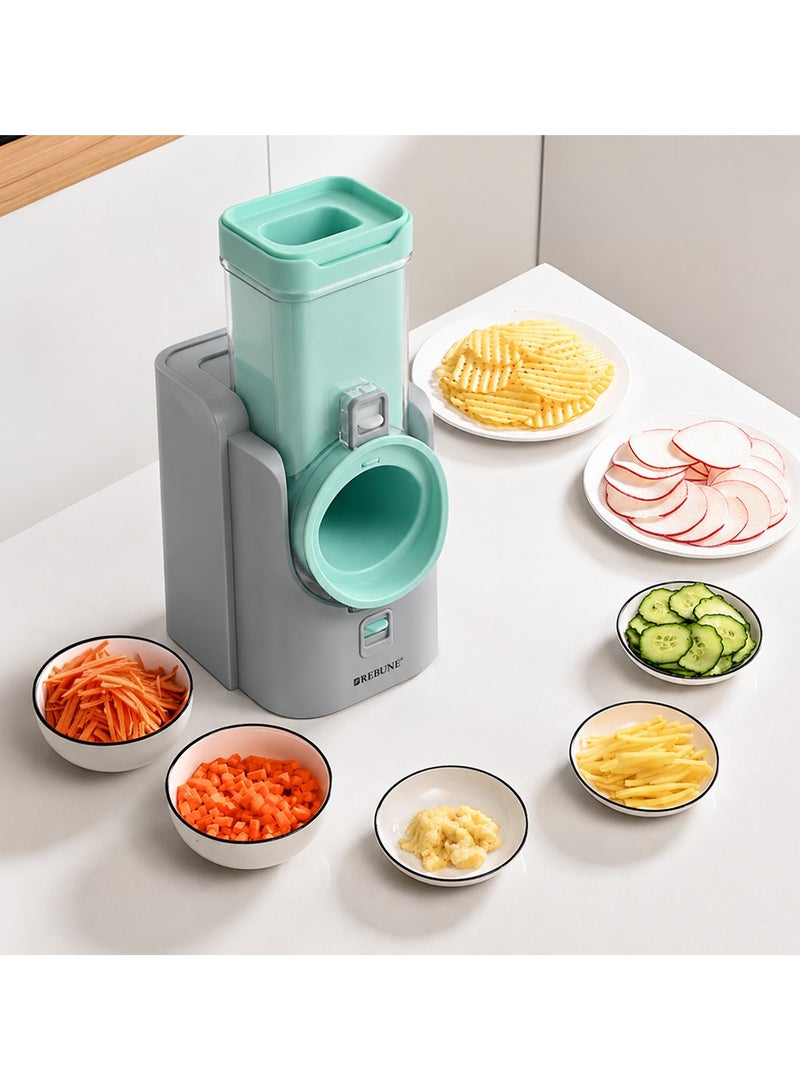 Rebune 7-in-1 Electric Vegetable Slicer & Grater | Faster Preparation for Salads and Everyday Ingredients 200 W RE-2-208 أخضر نعناعي - Image 1