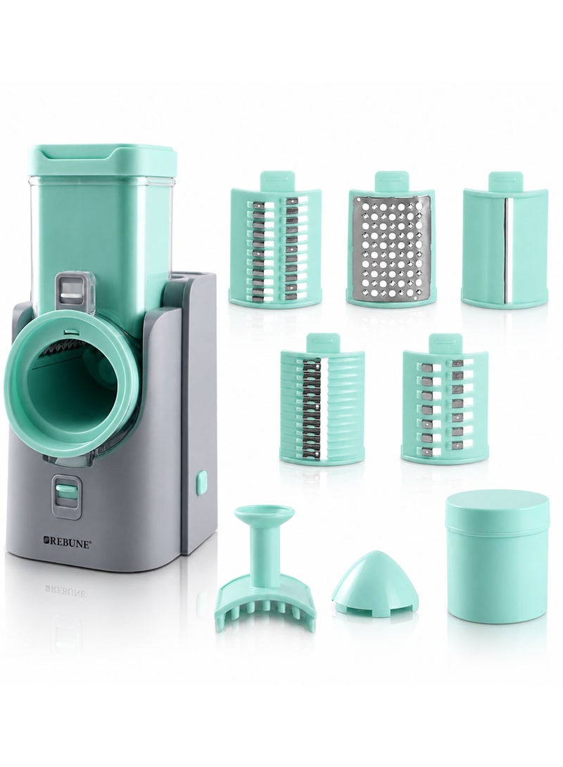 Rebune 7-in-1 Electric Vegetable Slicer & Grater | Faster Preparation for Salads and Everyday Ingredients 200 W RE-2-208 أخضر نعناعي - Image 3