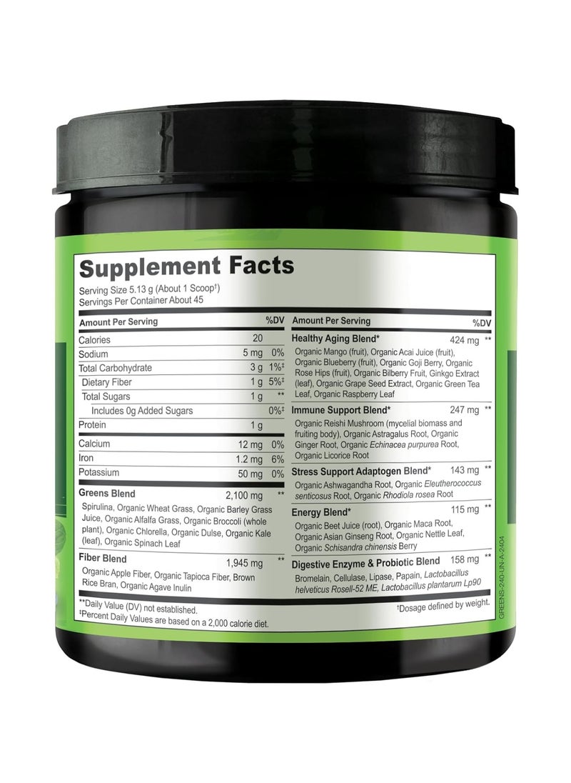 NATURELO Raw Greens Whole Food Powder - Unsweetened  -Support for Energy, Immunity, & Detox Dietary Supplement - 240g,(8.5 Oz)  - Image 3