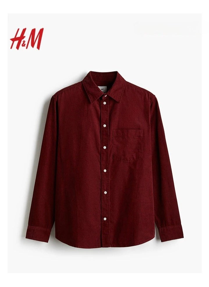 H and M - HM Autumn New Loose Fit Pure Cotton Long Sleeved Corduroy Shirt - Image 1