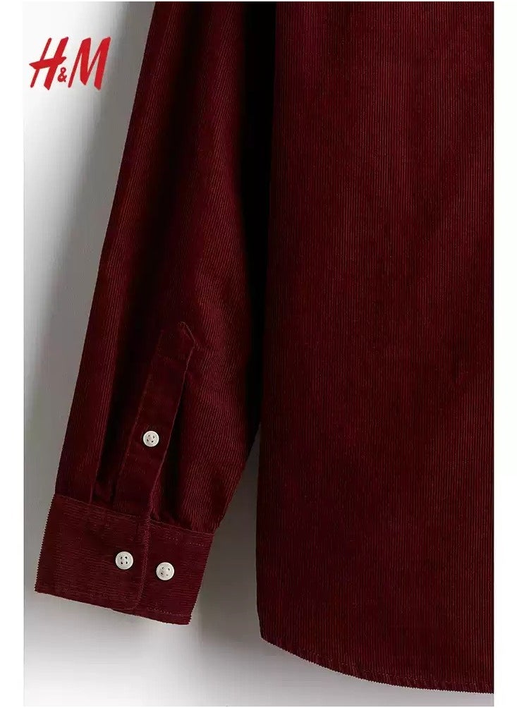 H and M - HM Autumn New Loose Fit Pure Cotton Long Sleeved Corduroy Shirt - Image 1