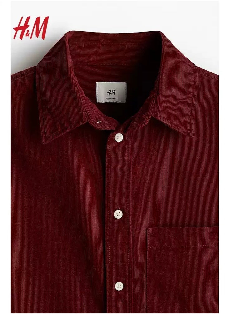 H and M - HM Autumn New Loose Fit Pure Cotton Long Sleeved Corduroy Shirt - Image 1