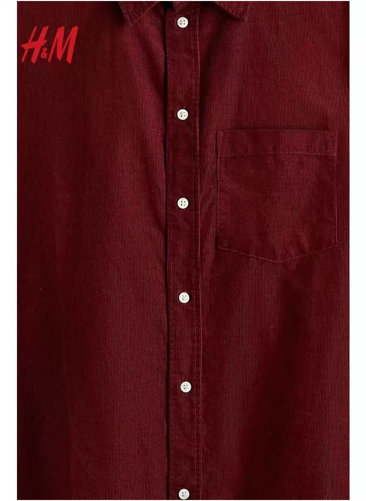 H and M - HM Autumn New Loose Fit Pure Cotton Long Sleeved Corduroy Shirt - Image 1
