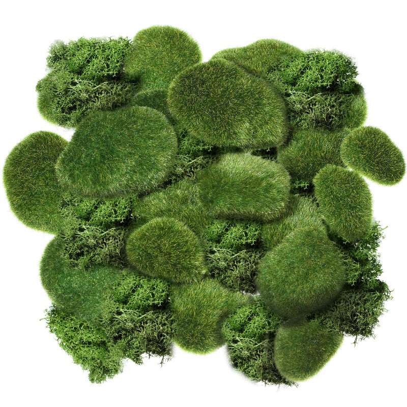 Chuangdi Artificial Moss Rock Assorted Sized Decorative Faux Green Stones Green Moss Balls Decor for Floral Arrangements and Crafting Gardens(20 Pieces) - Image 1