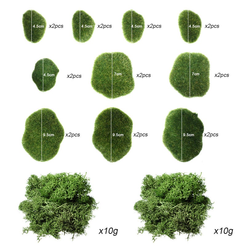 Chuangdi Artificial Moss Rock Assorted Sized Decorative Faux Green Stones Green Moss Balls Decor for Floral Arrangements and Crafting Gardens(20 Pieces) - Image 2