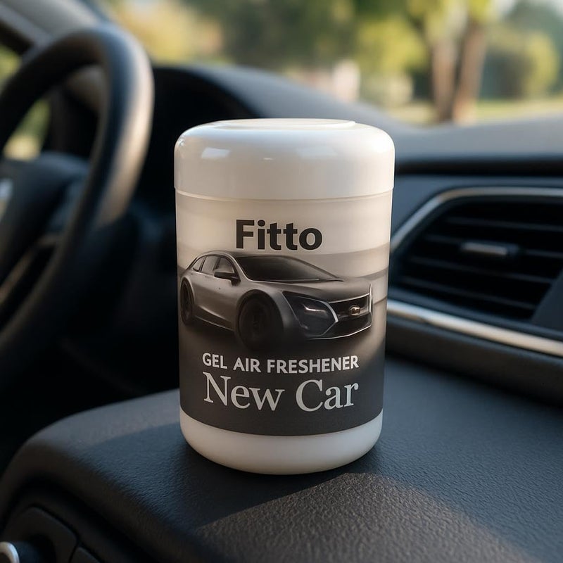 FITTO معطر هواء سيارة فيتو الصلب برائحة السيارة الجديدة، مزيل روائح جل طويل الأمد لداخل السيارة ولوحة القيادة، 200 جرام - Image 1