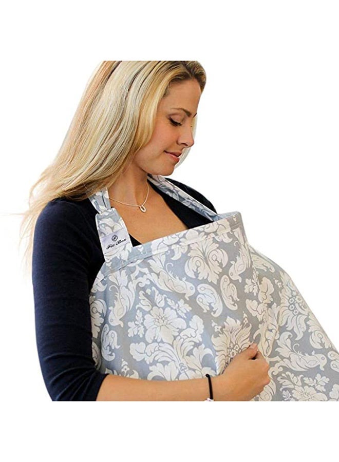 Patterned Design Combed Cotton Baby Nursing Cover And Bib - Image 4