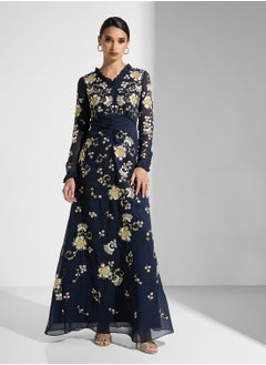Frock and Frill Embellished V-Neck Dress  - Image 1
