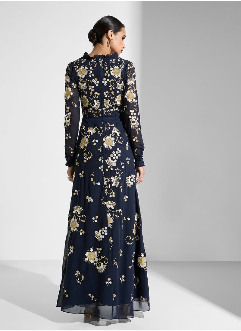 Frock and Frill Floral Embroidered Dress  - Image 2