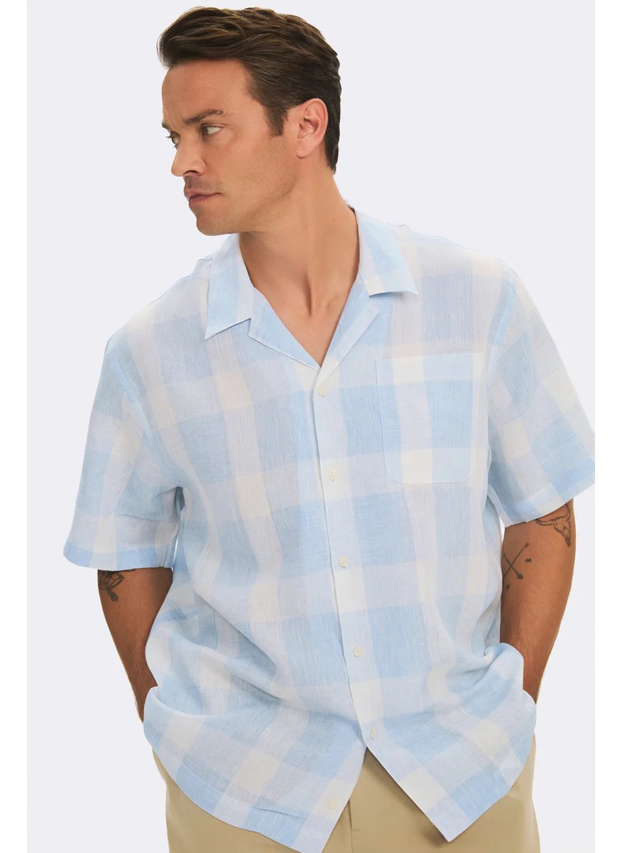 جون Exclusive Men's Oversize Short Sleeve Plaid Shirt