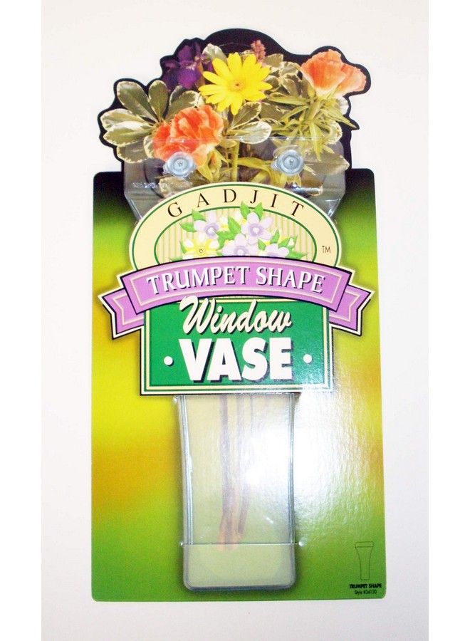 Gadjit Vinyl Window Vase Trumpet Style Flexible Vinyl Vase Attaches To Windows Mirrors Or Other Nonporous Surfaces With Suction Cups Vase Holds A Bouquet Of Flowers Water Greenery - Image 3